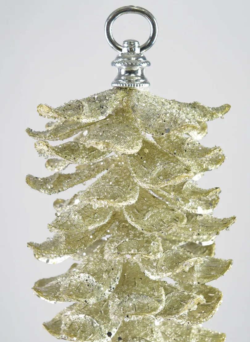 10in Long Gold Glitter Pinecone