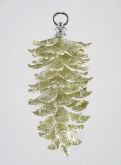 10in Long Gold Glitter Pinecone