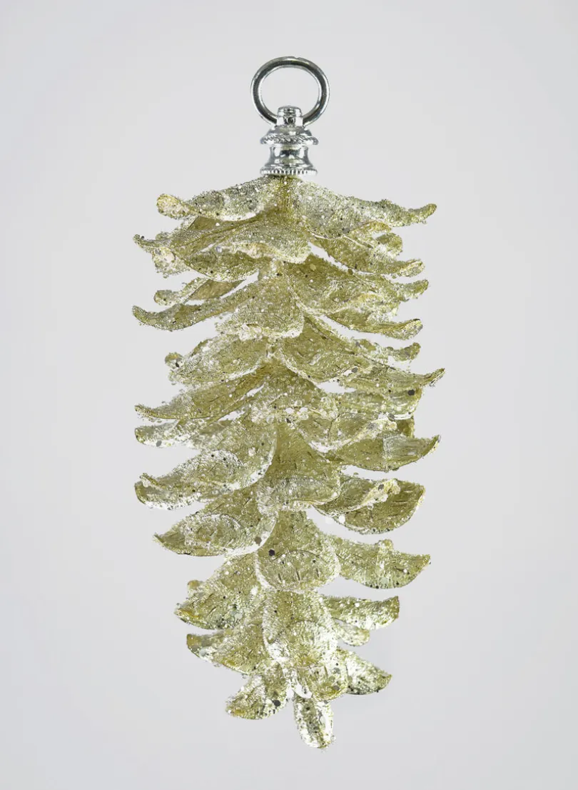 10in Long Gold Glitter Pinecone