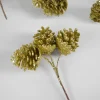 6in Long Gold Glitter Pine Cone Pick, Set of 12