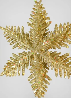 9in Long Gold Glitter Snowflake Ornament