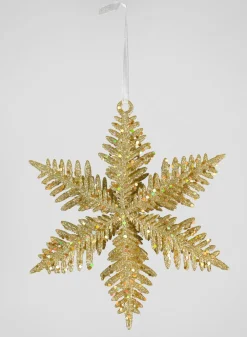 9in Long Gold Glitter Snowflake Ornament