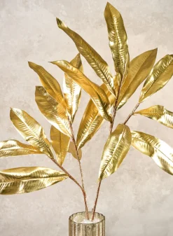35in Long Gold Magnolia Leaf Spray, Case of 12