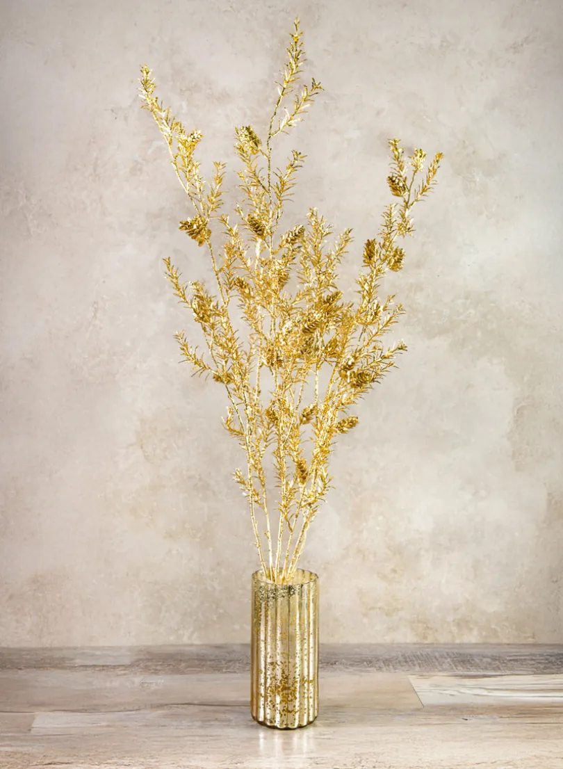 44in Long Gold Pine Needle Spray with Pinecones, Case of 12