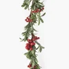 61in Long Green Leaf & Red Berry Garland
