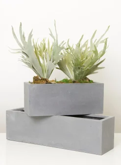 17.75in Long Grey Fiber Stone Window Box