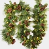 115in Long Hard Needle Garland, 35 Pinecones, 195 tips with Warm White Lights