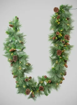 115in Long Hard Needle Garland, 35 Pinecones, 195 Tips