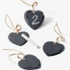 2.5in Long Heart Shaped Slate Name Tags With 2 Chalk Sticks, Set of 4