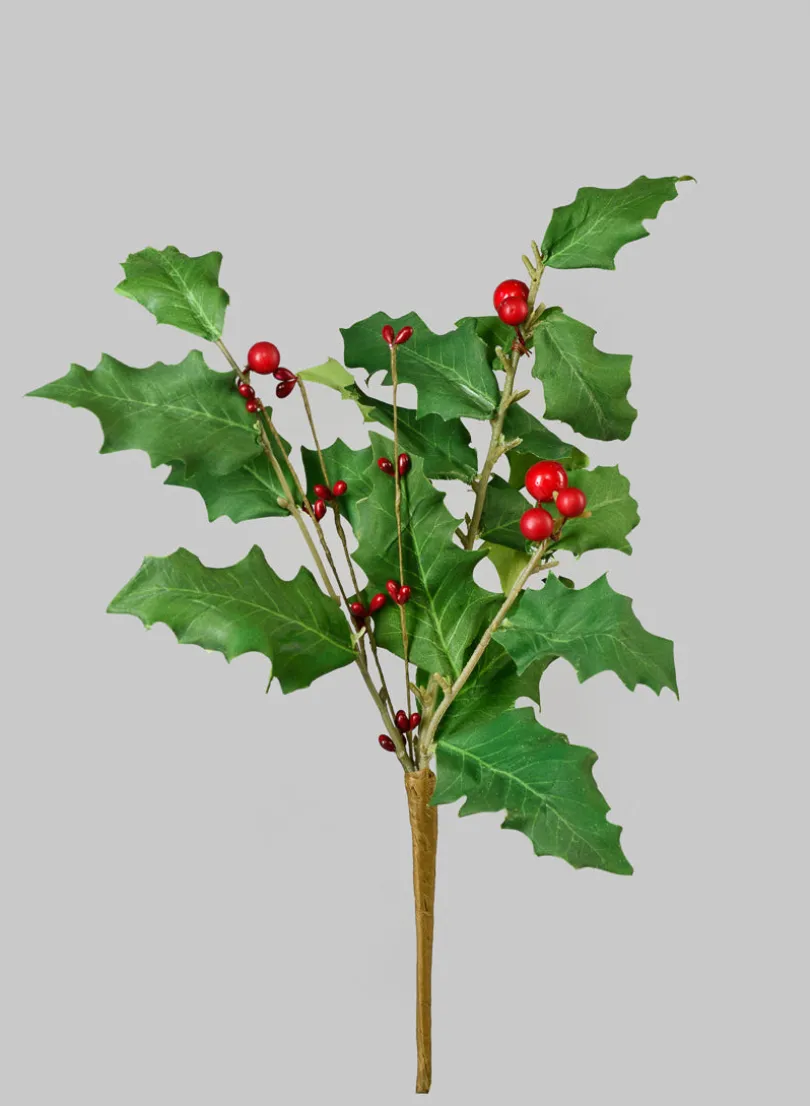 15in Long Holly with Red Berry Pick