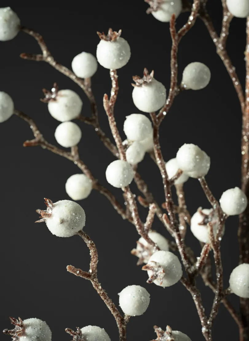 32in Long Iced Flocked Winter White Berry Pick, Case of 12