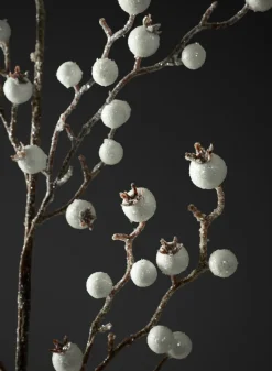 32in Long Iced Flocked Winter White Berry Pick, Case of 12