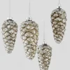 5.5in Long Iced Glass Pine Cone Ornament, Set of 4