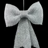 11.5in Long Iridescent Silver Glitter Bow, Case of 12