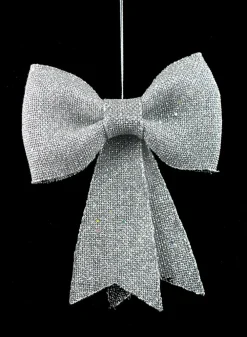 11.5in Long Iridescent Silver Glitter Bow, Case of 12