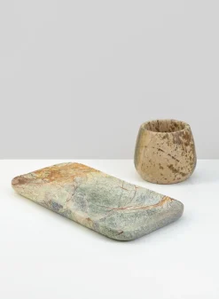 9.5in Long Jaipur Forest Brown Marble Tray