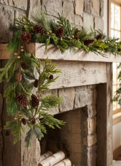 60in Long Jingle Bell Pine Cone Garland