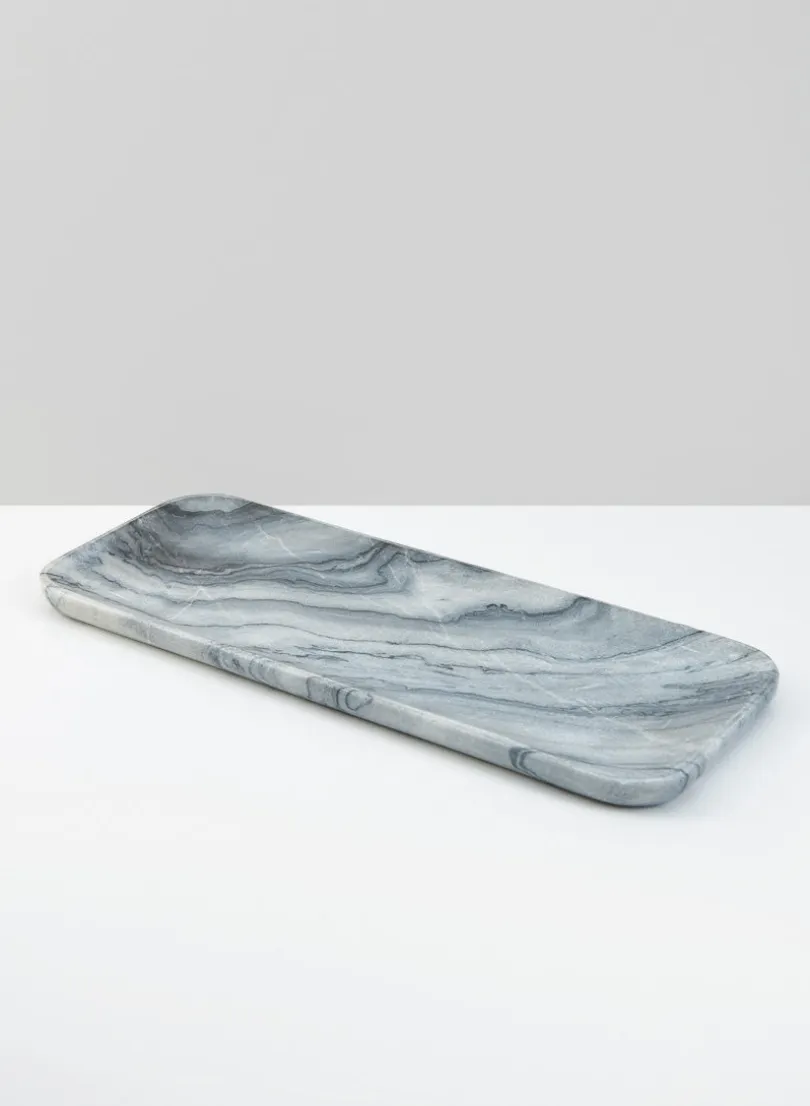 12in Long Lunigiana Gray Beveled Marble Tray