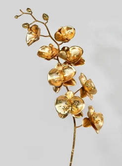 44in Long Metallic Gold Phalaenopsis Orchid Stem, Case of 6