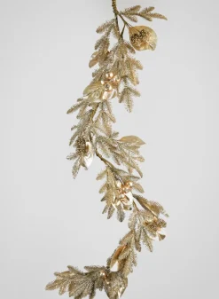 65in Long Metallic Magnolia Leaves and Berry Garland