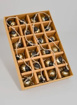 57in Long Mini Gold Ribbed Ornament Ball Garland