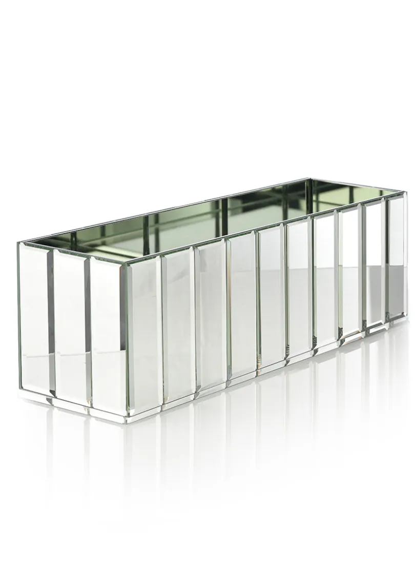 15.75in Long Mirror Strips Rectangle Glass Vase