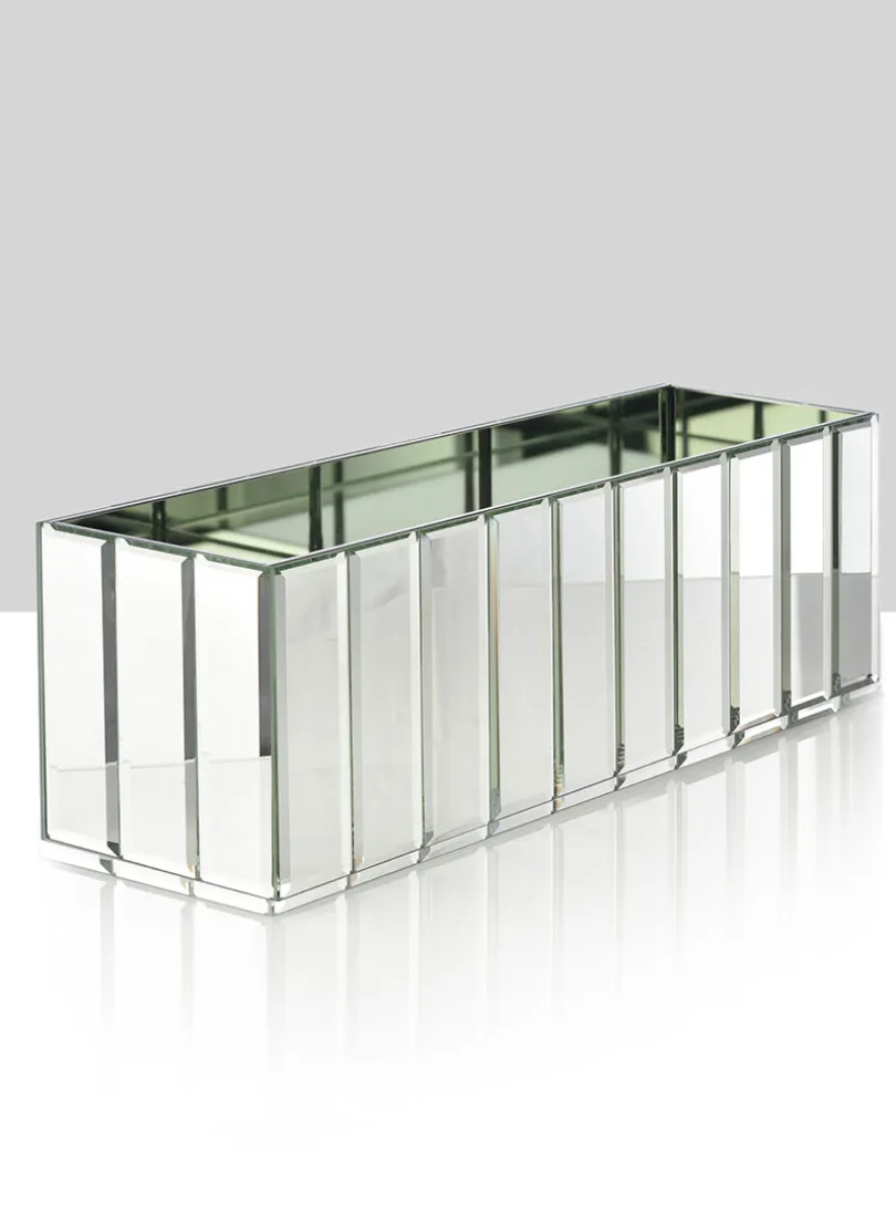 15.75in Long Mirror Strips Rectangle Glass Vase