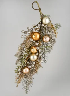 23in Long Mixed Metallic Glitter Foliage & Berry Swag