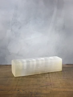 12.5in Long Moroccan Selenite Log For 4 Tea Lights