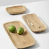 15.75in Long Oblong Teak Tray