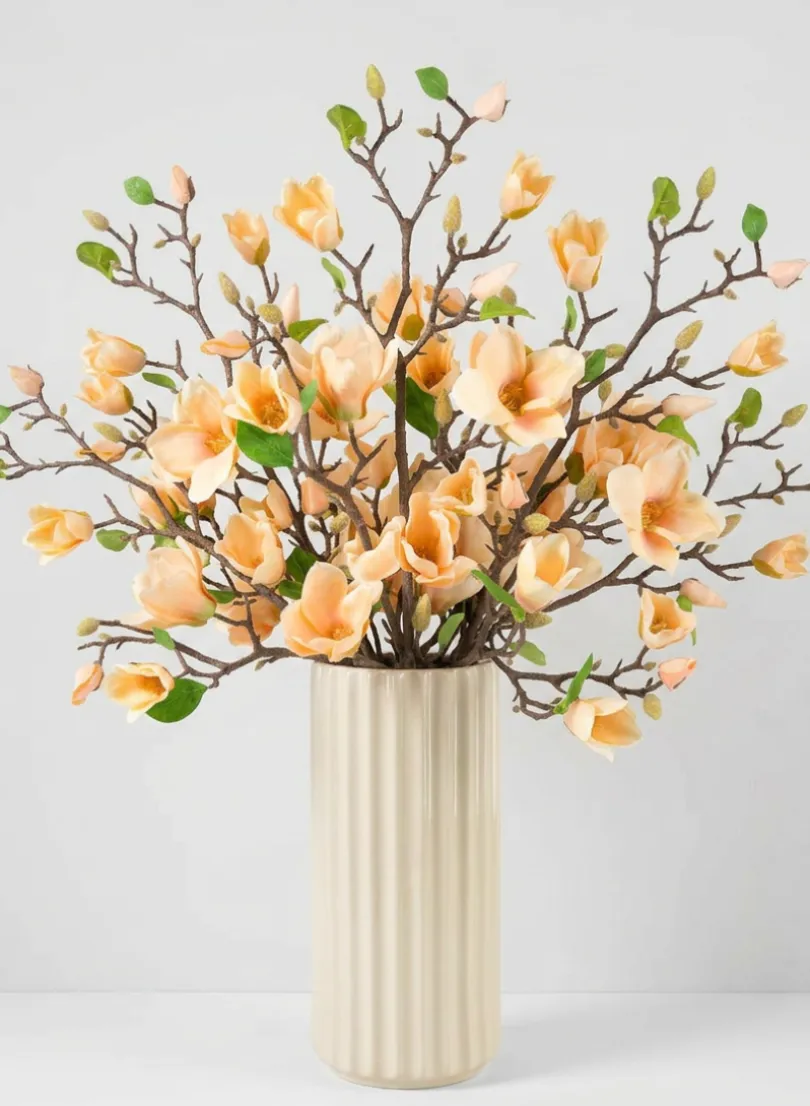 42in Long Peach Magnolia Blossom Branch, Case of 12