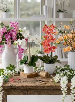 42in Long Peach Magnolia Blossom Branch, Case of 12