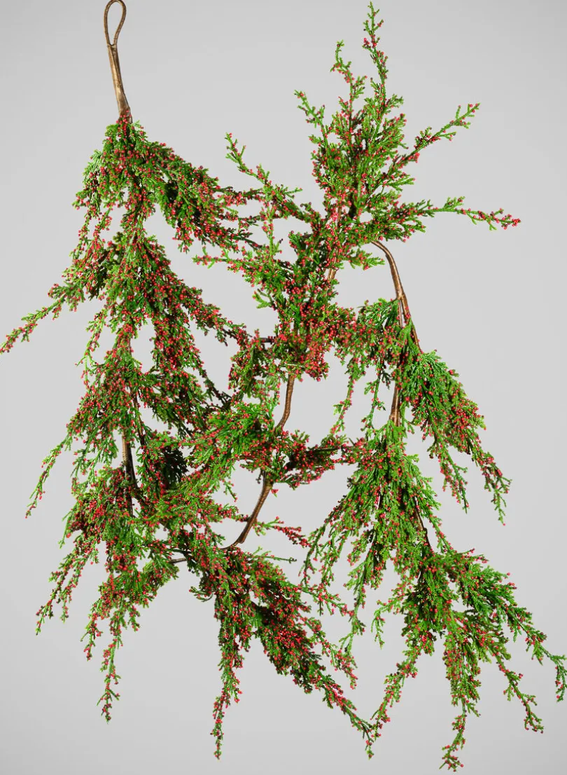 72in Long Pine With Red Mini Berry Garland
