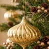 6in Long Plastic "Real Mercury Glass Look" Gold Onion Ornament