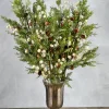 32in Long Real Touch Pine Pick With White Berries, Bundle of 6