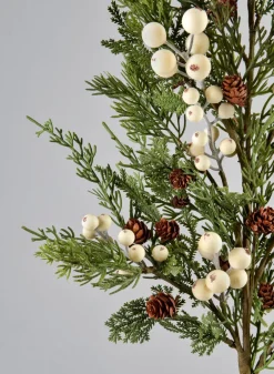 32in Long Real Touch Pine Pick With White Berries, Bundle of 6