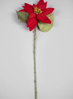 24in Long Real Touch Real Look Red Poinsettia Stem
