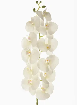 55in Long Real Touch White Glitter Phalaenopsis Orchid Stem, Bundle of 12
