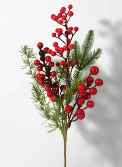 20in Long Red Berries & Pine Pick, Bundle of 12