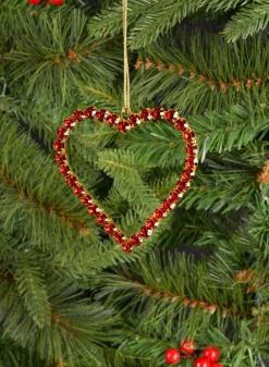 3.75in Long Red Glass Stone Hanging Heart