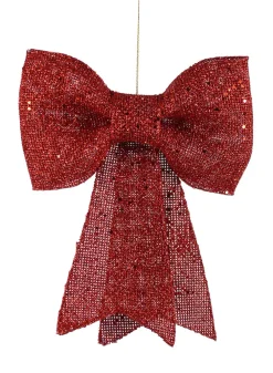 12in Long Red Glitter Bow