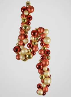 55in Long Red Gold Festive Ball Garland