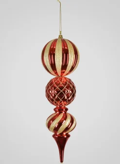20in Long Red Gold Glitter Giant Finial Plastic Ornament