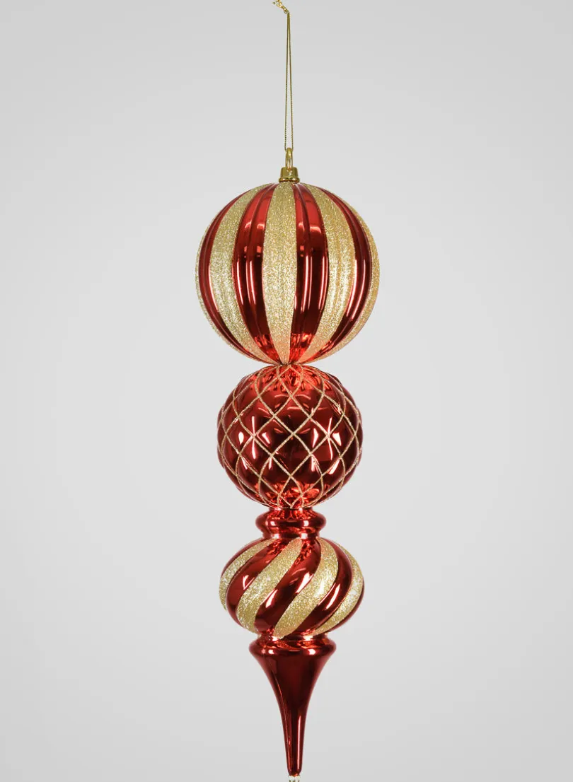 20in Long Red Gold Glitter Giant Finial Plastic Ornament
