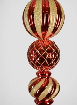 20in Long Red Gold Glitter Giant Finial Plastic Ornament