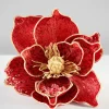 6in Long Red Magnolia Flower with Clip, Case of 12