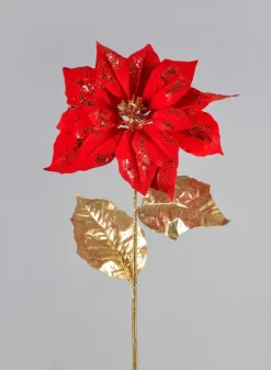 26in Long Red Poinsettia Spray
