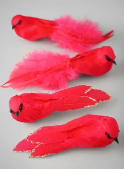 5in Long Red Robbin Hood Birds, Set of 4