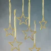 3.5in Long Rhinestone Star-Studded Metal Ornament, Set of 6