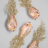 7in Long Rose Gold Fancy Tail Glitter Bird Ornament